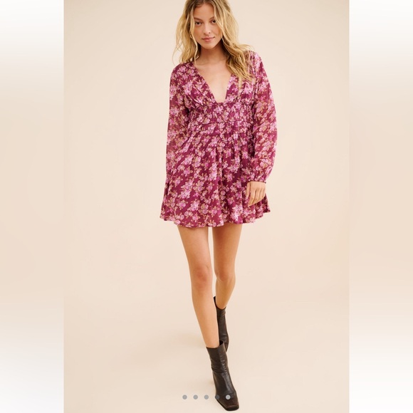 Free People Dresses & Skirts - Free People Keep You Mini Floral Pink Dress Size S